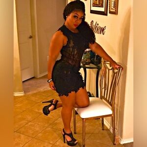 Brand new never worn black lace dress very cute size large fits snug by 36.5